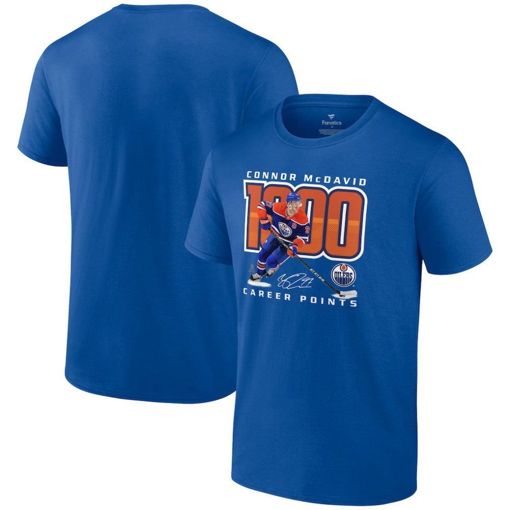 Connor McDavid Edmonton Oilers 1,000 Career Points T-Shirt - Royal | NHL Clearance