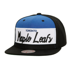 Toronto Maple Leafs Mitchell & Ness Retro Script Colorblock Snapback Hat - Black | NHL on sale