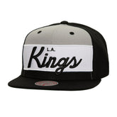 Los Angeles Kings Mitchell & Ness Retro Script Colorblock Snapback Hat - Black | NHL near me