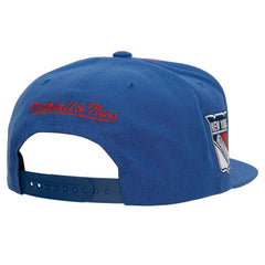New York Rangers Mitchell & Ness Retro Script Colorblock Snapback Hat - Blue | NHL sale
