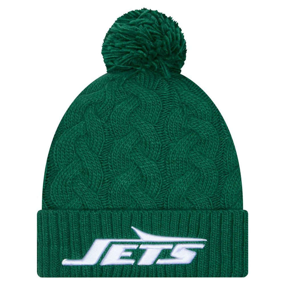 New York Jets New Era Women's Cable Cuffed Knit Hat with Pom - Green - NFL