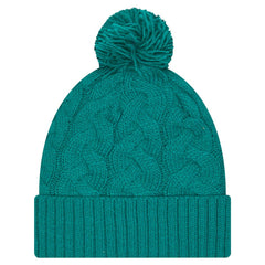 Miami Dolphins New Era Women's Cable Cuffed Knit Hat with Pom - Aqua - NFL