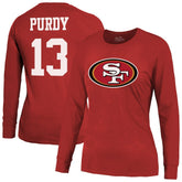Brock Purdy San Francisco 49ers Majestic Threads Women's Player Name & Number Long Sleeve T-Shirt - Scarlet - NFL