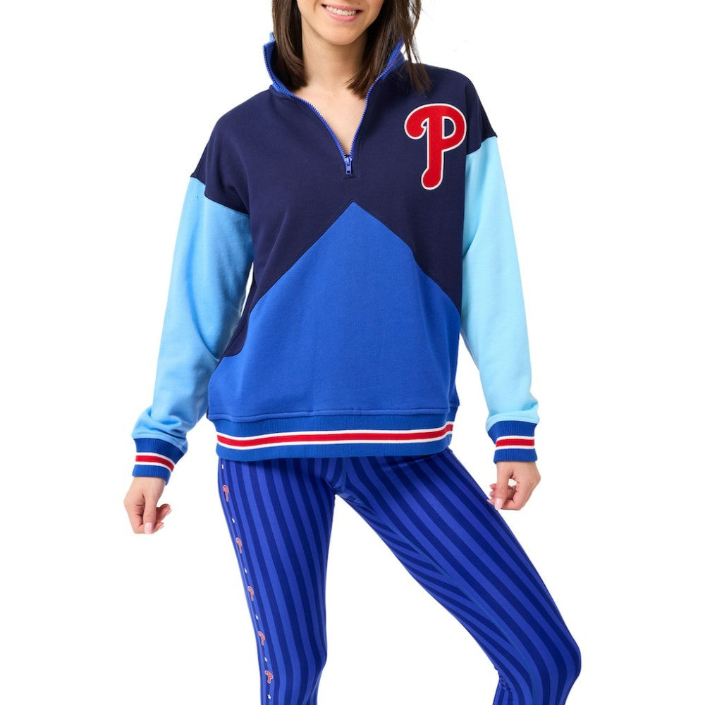 Philadelphia Phillies Terez Women's Classic Colorblock Quarter-Zip Sweatshirt for sale