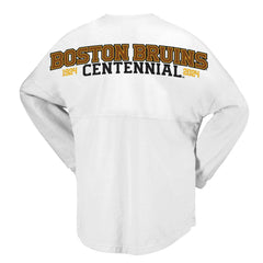 Boston Bruins Fanatics Women's 100th Anniversary Spirit Jersey T-Shirt - White | Fanatics Clearance
