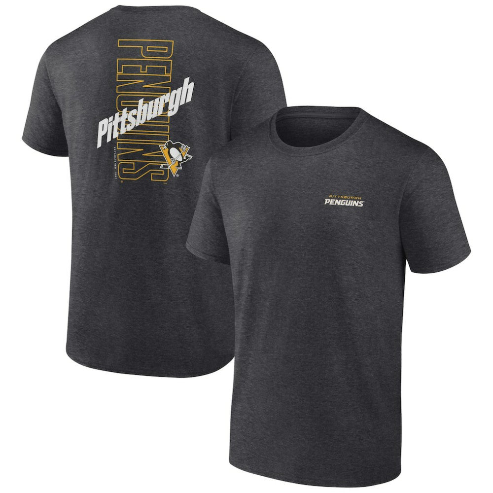Pittsburgh Penguins Fanatics Backbone T-Shirt - Heather Charcoal | Fanatics Clearance