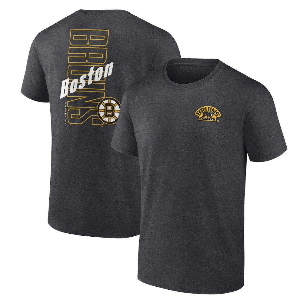 Boston Bruins Fanatics Backbone T-Shirt - Heather Charcoal | Fanatics Clearance