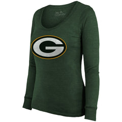 Jordan Love Green Bay Packers Majestic Threads Women's Name & Number Long Sleeve Scoop Neck Tri-Blend T-Shirt – Green - NFL