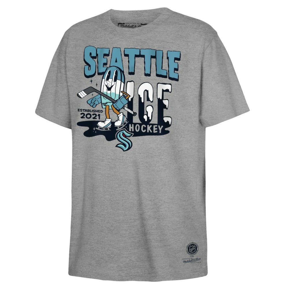 Seattle Kraken Mitchell & Ness Youth Ice Hockey T-Shirt - Gray | NHL Clearance