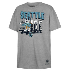 Seattle Kraken Mitchell & Ness Youth Ice Hockey T-Shirt - Gray | NHL Clearance