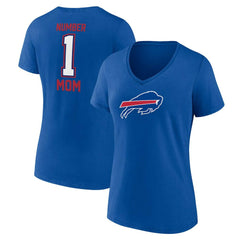 Buffalo Bills Women's Plus Size Mother's Day #1 Mom V-Neck T-Shirt - Royal - Fanatics
