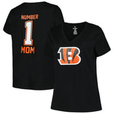 Cincinnati Bengals Women's Plus Size Mother's Day #1 Mom V-Neck T-Shirt - Black - Fanatics