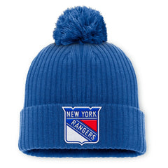 New York Rangers Fanatics Primary Logo Cuffed Knit Hat with Pom - Blue | Fanatics online