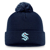 Seattle Kraken Fanatics Primary Logo Cuffed Knit Hat with Pom - Deep Sea Blue | Fanatics Clearance