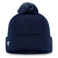 Seattle Kraken Fanatics Primary Logo Cuffed Knit Hat with Pom - Deep Sea Blue | Fanatics Clearance
