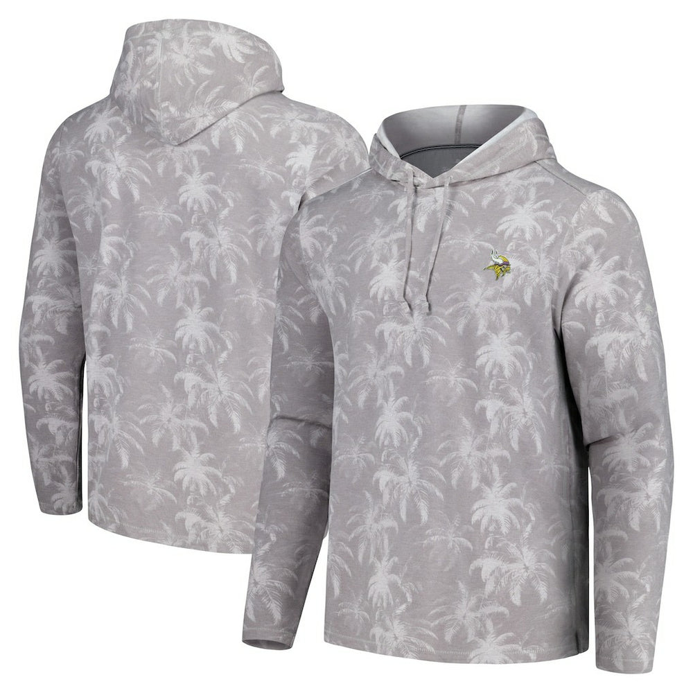 Minnesota Vikings Palm Frenzy Hoodie Long Sleeve T-Shirt - Gray - Tommy Bahama