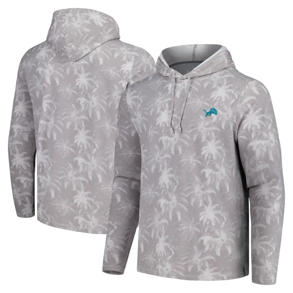 Detroit Lions Palm Frenzy Hoodie Long Sleeve T-Shirt - Gray - Tommy Bahama