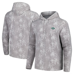 New York Jets Palm Frenzy Hoodie Long Sleeve T-Shirt - Gray - Tommy Bahama