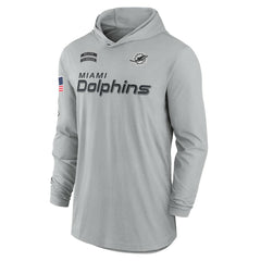 Miami Dolphins 2024 Salute to Service Lightweight Dri-FIT Long Sleeve Hoodie T-Shirt - Gray - Nike