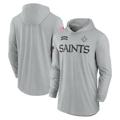 New Orleans Saints 2024 Salute to Service Lightweight Dri-FIT Long Sleeve Hoodie T-Shirt - Gray - Nike