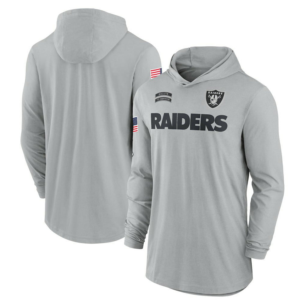 Las Vegas Raiders 2024 Salute to Service Lightweight Dri-FIT Long Sleeve Hoodie T-Shirt - Gray - Nike