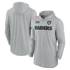 Las Vegas Raiders 2024 Salute to Service Lightweight Dri-FIT Long Sleeve Hoodie T-Shirt - Gray - Nike