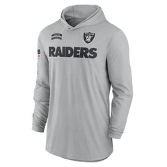 Las Vegas Raiders 2024 Salute to Service Lightweight Dri-FIT Long Sleeve Hoodie T-Shirt - Gray - Nike