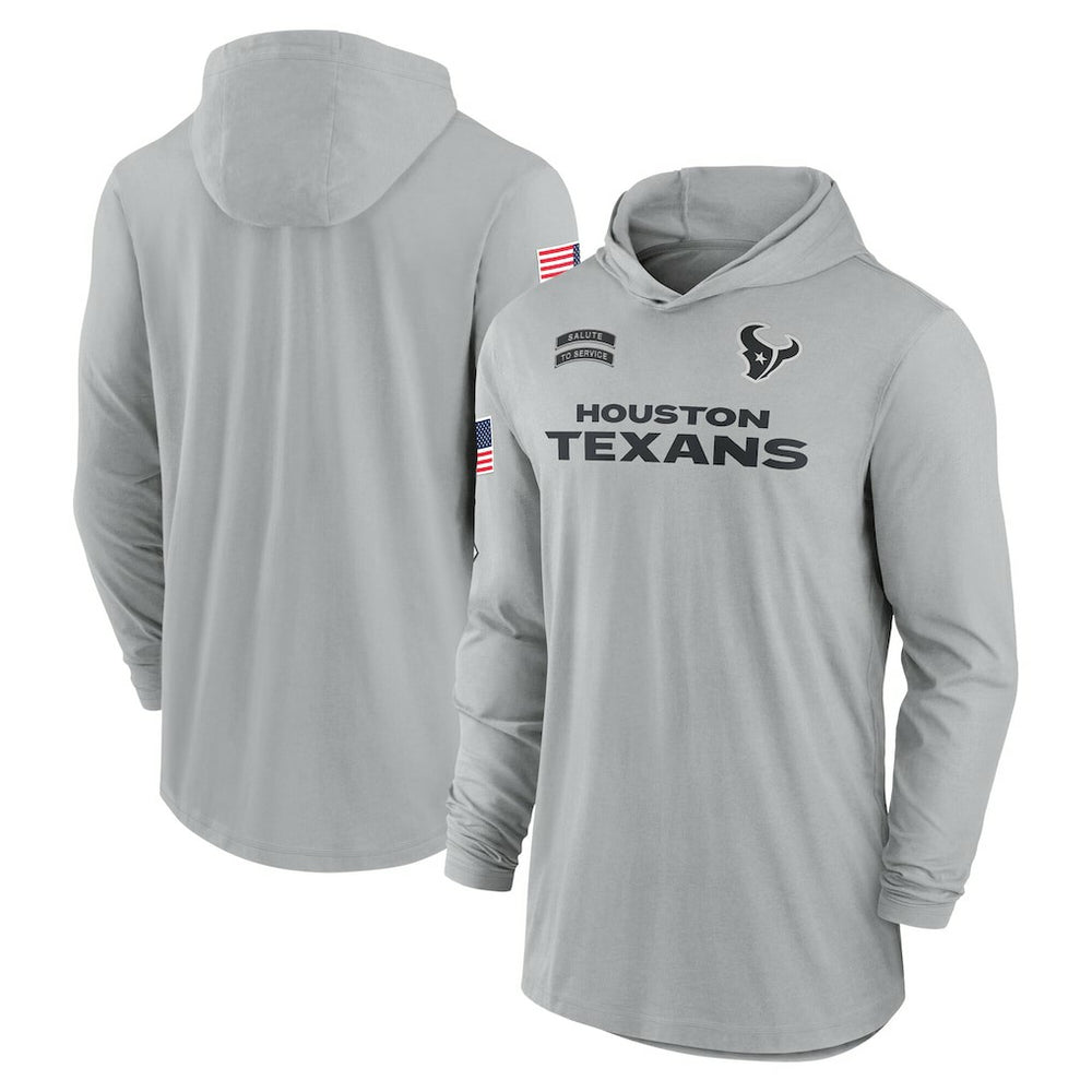 Houston Texans 2024 Salute to Service Lightweight Dri-FIT Long Sleeve Hoodie T-Shirt - Gray - Nike