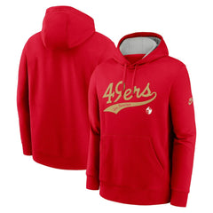 San Francisco 49ers Rewind Club Logo Pullover Hoodie - Scarlet - Nike