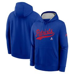 New England Patriots Rewind Club Logo Pullover Hoodie - Royal - Nike