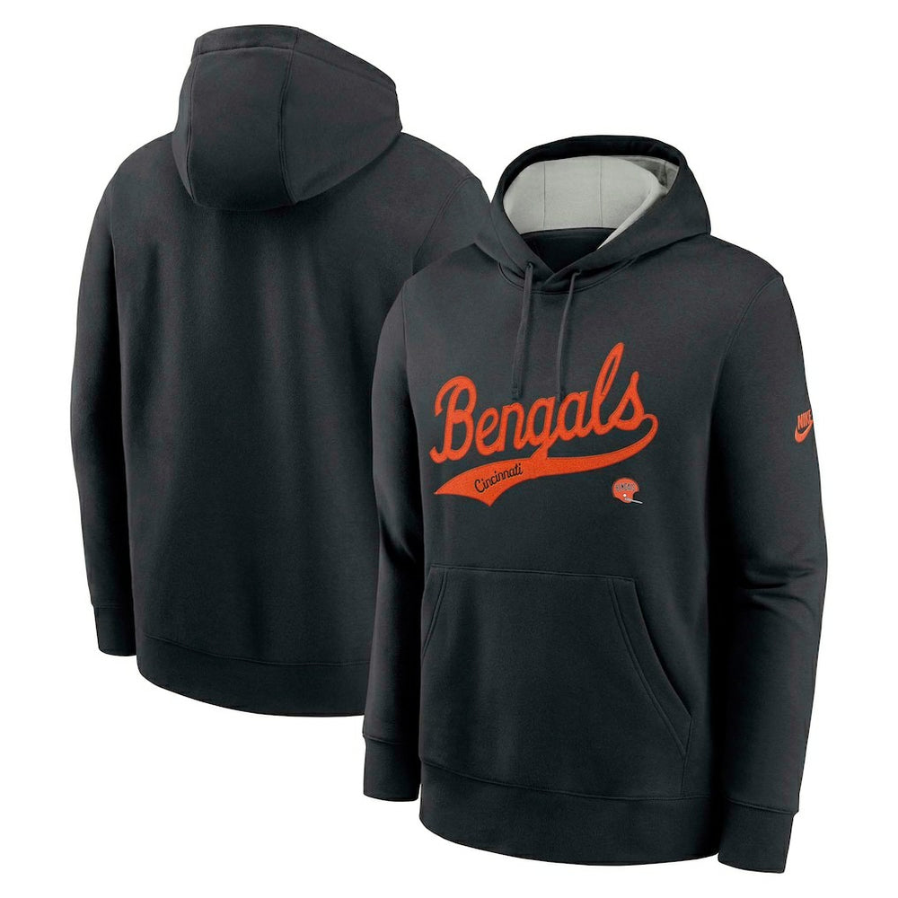 Cincinnati Bengals Rewind Club Logo Pullover Hoodie - Black - Nike