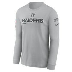 Las Vegas Raiders 2024 Salute To Service Long Sleeve T-Shirt - Gray - Nike