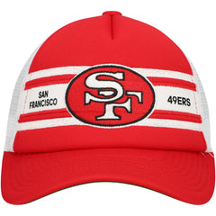 San Francisco 49ers Youth Stripe Trucker Adjustable Hat - Scarlet - Mitchell & Ness