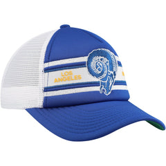 Los Angeles Rams Youth Stripe Trucker Adjustable Hat - Royal - Mitchell & Ness