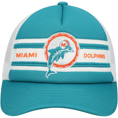 Miami Dolphins Youth Stripe Trucker Adjustable Hat - Aqua - Mitchell & Ness