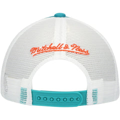 Miami Dolphins Youth Stripe Trucker Adjustable Hat - Aqua - Mitchell & Ness