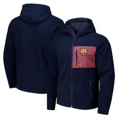 Barcelona Sherpa Full-Zip Hoodie Jacket Navy