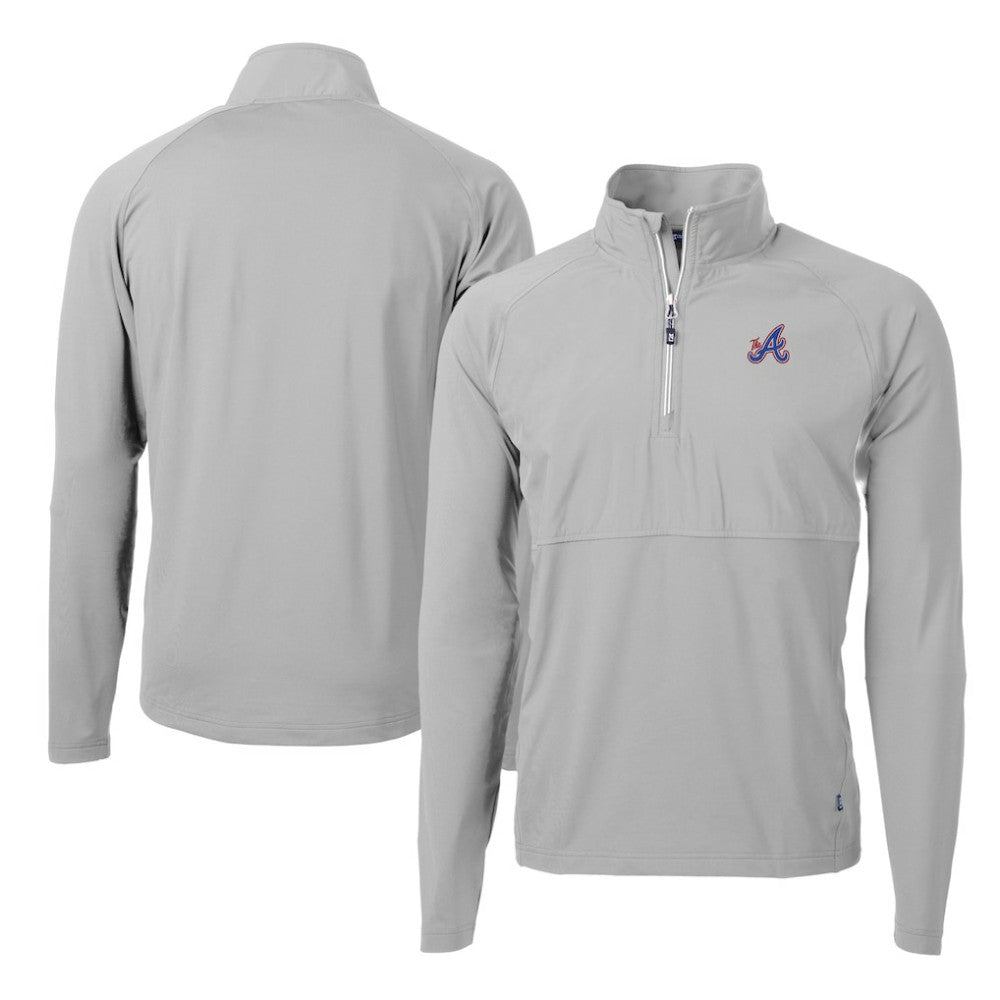 Atlanta Braves Cutter & Buck City Connect Adapt Eco Knit Hybrid Recycled Quarter-Zip Pullover Top Outlet