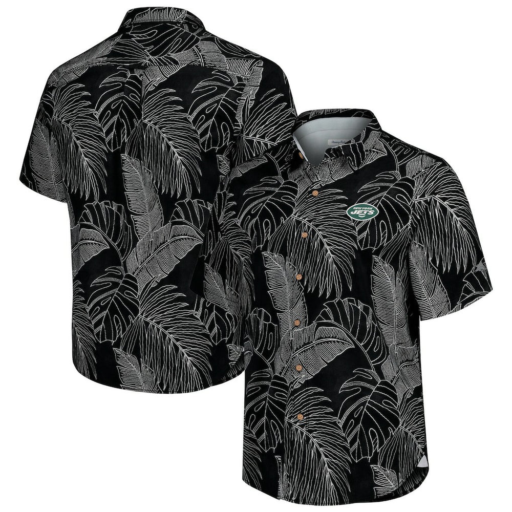 New York Jets Sport Vine Line Button-Down Shirt - Black - Tommy Bahama