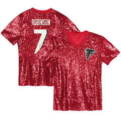 Bijan Robinson Atlanta Falcons Girls Youth Sequin V-Neck Fashion Jersey - Red - NFL