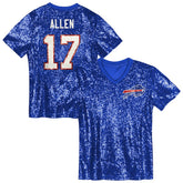 Josh Allen Buffalo Bills Girls Youth Sequin V-Neck Fashion Jersey - Royal - NFL