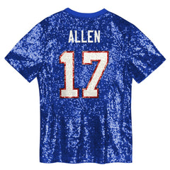 Josh Allen Buffalo Bills Girls Youth Sequin V-Neck Fashion Jersey - Royal - NFL