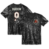 Joe Burrow Cincinnati Bengals Girls Youth Sequin V-Neck Fashion Jersey - Black - NFL
