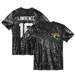 Trevor Lawrence Jacksonville Jaguars Girls Youth Sequin V-Neck Fashion Jersey - Black - NFL