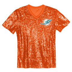Tyreek Hill Miami Dolphins Girls Youth Sequin V-Neck Fashion Jersey - Orange - NFL