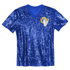 Puka Nacua Los Angeles Rams Girls Youth Sequin V-Neck Fashion Jersey - Royal - NFL