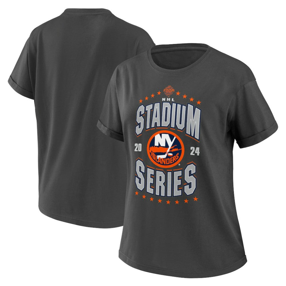 New York Islanders WEAR by Erin Andrews Women's 2024 NHL Stadium Series Boyfriend T-Shirt - Charcoal | NHL sale