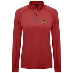 Chicago Blackhawks Levelwear Women's Kinetic Insignia Core Quarter-Zip Pullover Top - Red | NHL near me