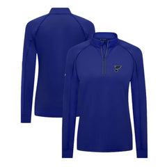St. Louis Blues Levelwear Women's Kinetic Insignia Core Quarter-Zip Pullover Top - Blue | NHL near me
