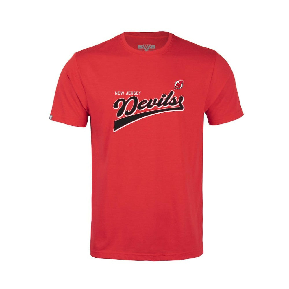 New Jersey Devils Levelwear Youth Little Richmond Retro Script T-Shirt - Red | NHL Lifestyle